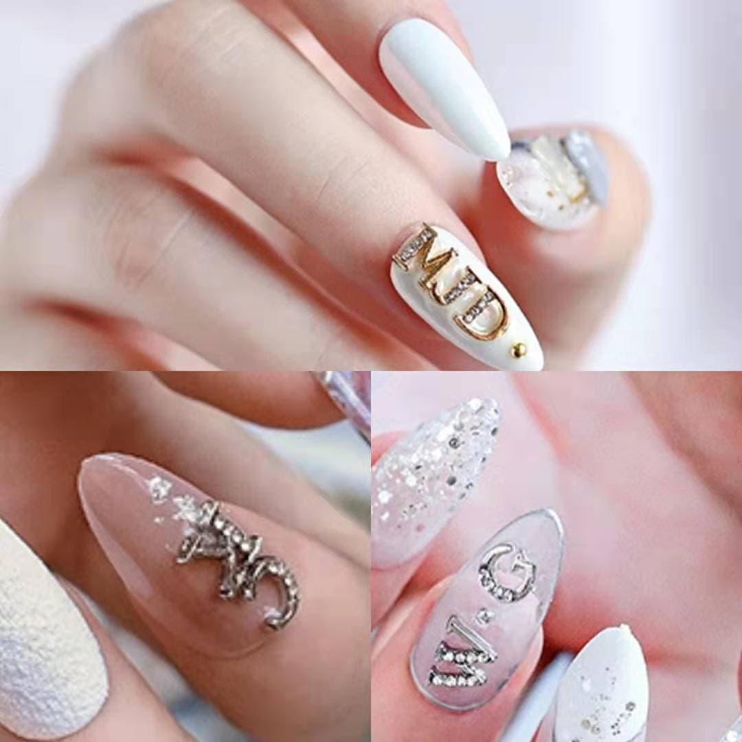 3D Alloy Nail Art Decorations 26 English Alphabet Zirconia DIY Letter Nail Drill Embellishments China Mainland Origin
