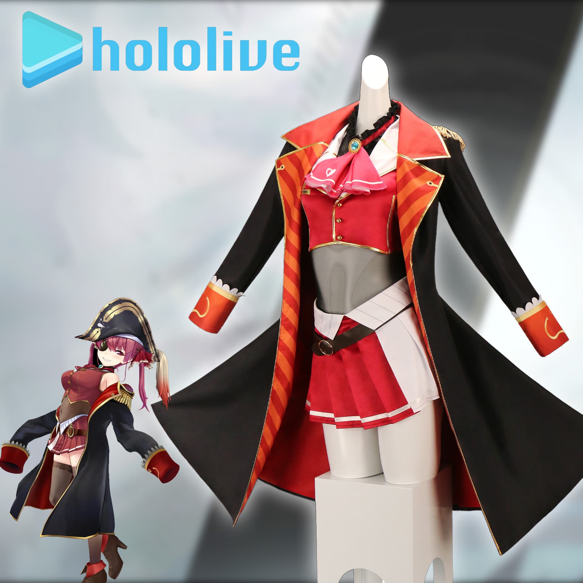 Captain Marine Treasure Bell Cosplay Costume Virtual Idol Pirate Captain Anime Full Set Game Cosplay Costume Convention Cos