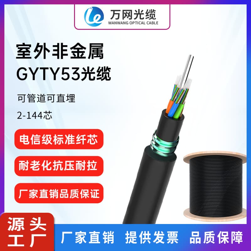 Fiber optic cable manufacturer supplies 4-core 8-core 12-core 24-core 48-core GYTY53 outdoor direct burial communication fiber optic cable