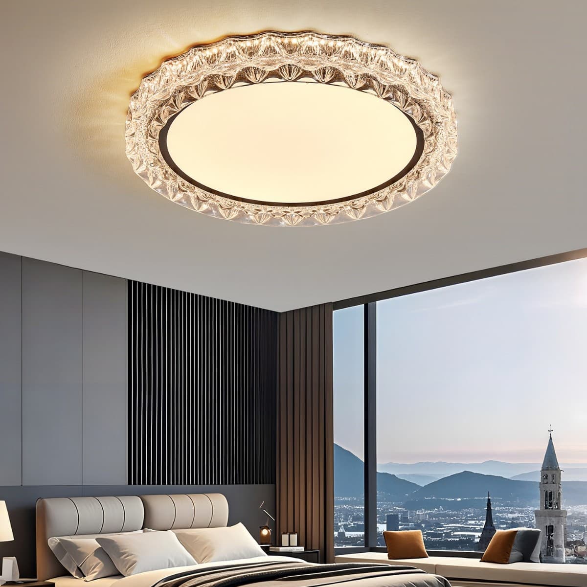 Legden Bedroom Ceiling Light, Italian Light Luxury LED Full Spectrum Eye-Protective Modern Simple Round Main Light