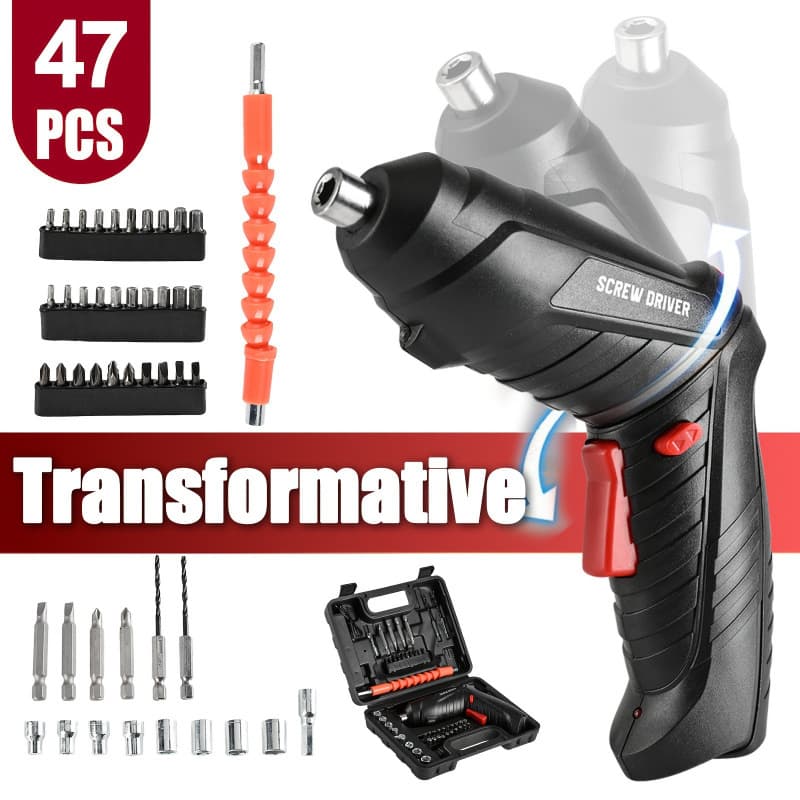 2026 New Cross-border Drop Shipping Transformable Electric Screwdriver 47-Piece Rechargeable Electric Screwdriver