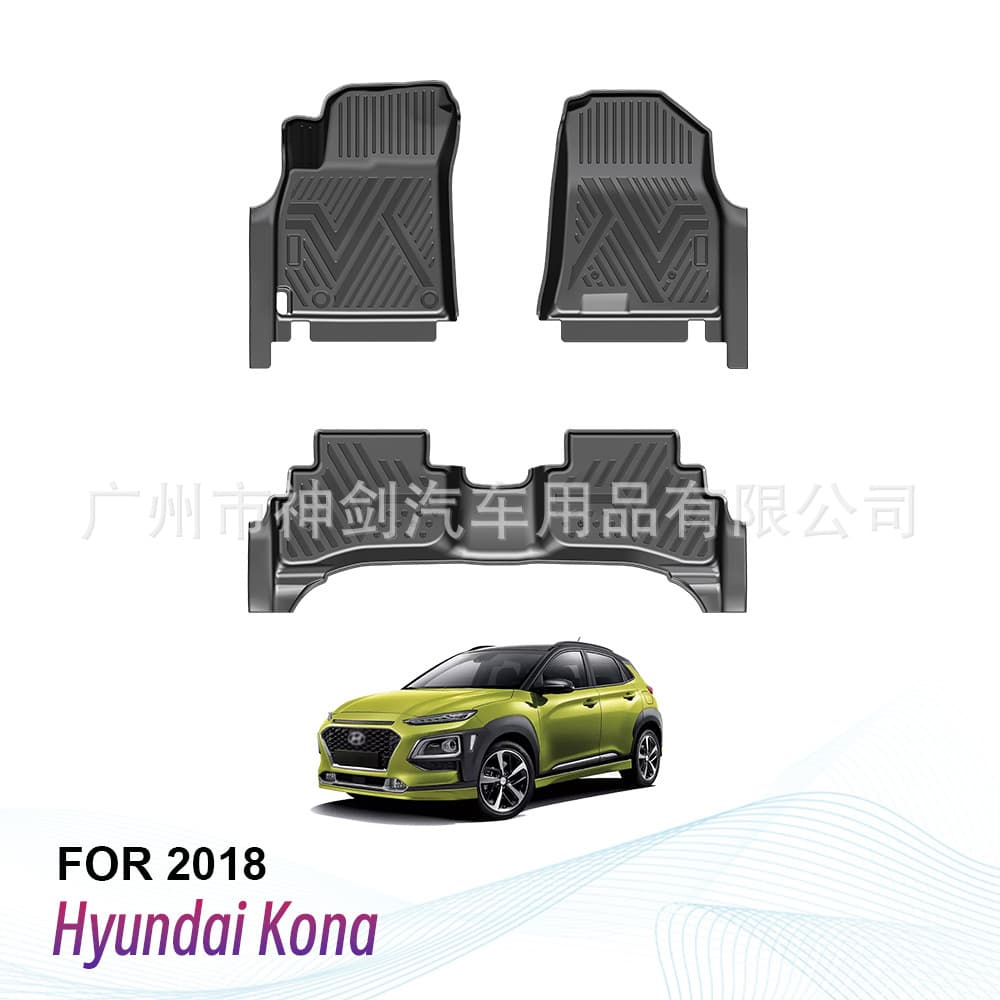 New TPE Car Floor Mats Durable Waterproof Scratch-Resistant Floor Liners for 2018 Hyundai Kona