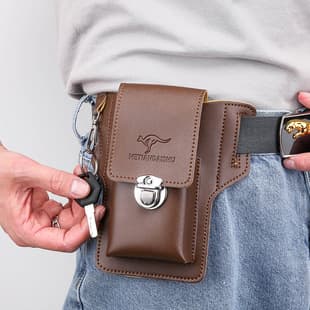 Upgraded New Phone Waist Pouch for Men, Work Site Leather Phone Case, Fits Cigarette Case, Key Holder, Belt Clip