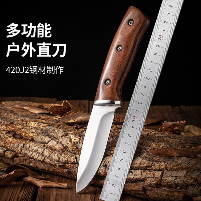 Outdoor Camping Knife Sharp BBQ Knife Survival Straight Knife Self-Defense Knife Portable Small Knife Sharp Multifunctional Fruit Knife