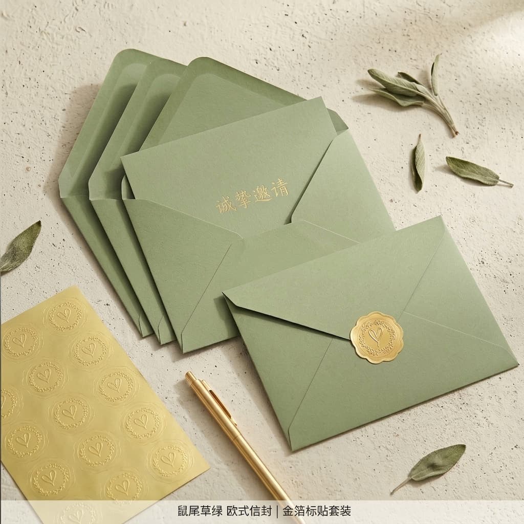 Amazon Sage Green Envelope Set Love Letter Paper Envelopes Avocado Blessing Greeting Card Invitation Envelopes