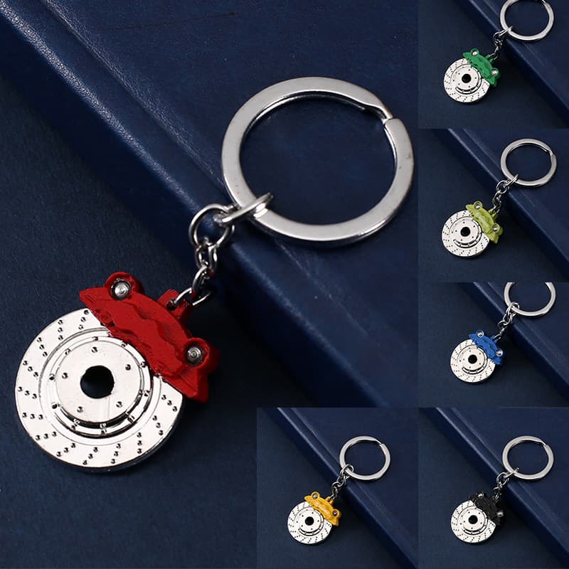 Creative gift brake disc hub caliper metal keychain car modified disc brake waist hanging key ring chain pendant