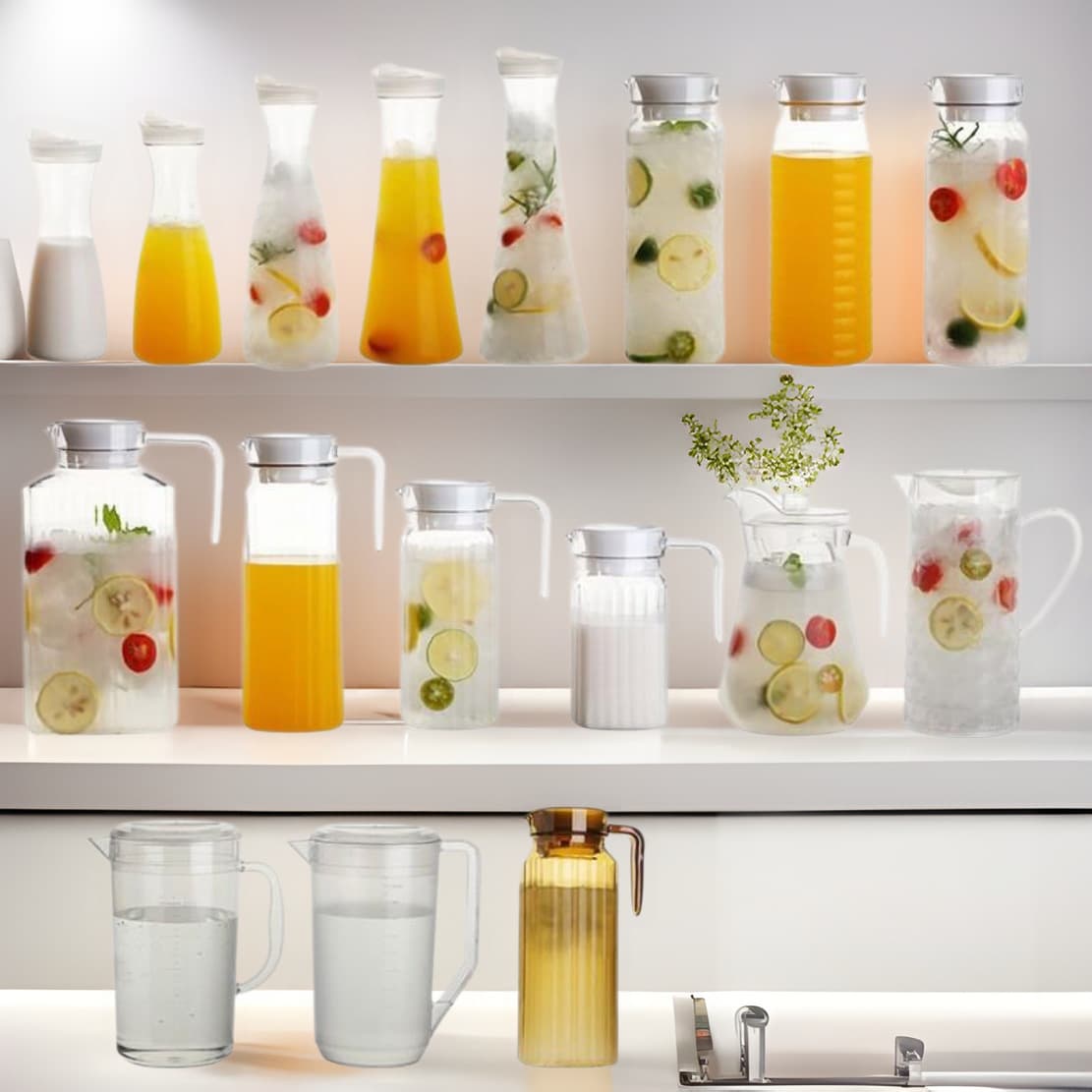 Wholesale PC Plastic Pitcher for Juice and Beverages, Acrylic Restaurant-Grade Heat-Resistant Transparent Pitcher with Attractive Design