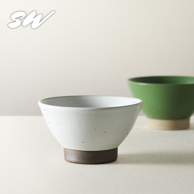 Sanwu handmade coarse pottery bamboo hat bowl, retro ceramic bowl, simple household tall rice bowl, rice bowl, thickened dessert bowl