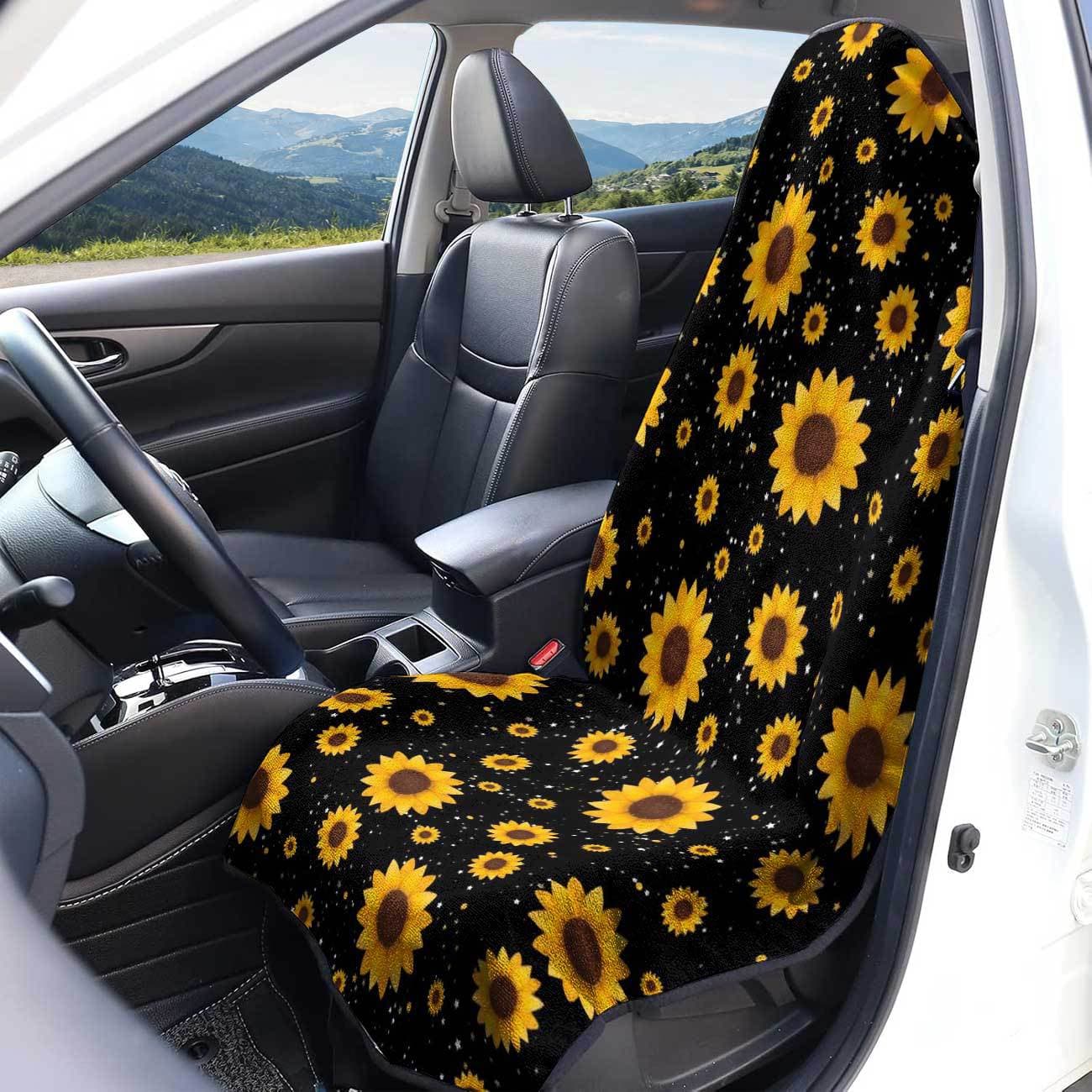 Sunflower Seat Towel Cover Front Seat Protector for Gym and Exercise, All-Season Car Use