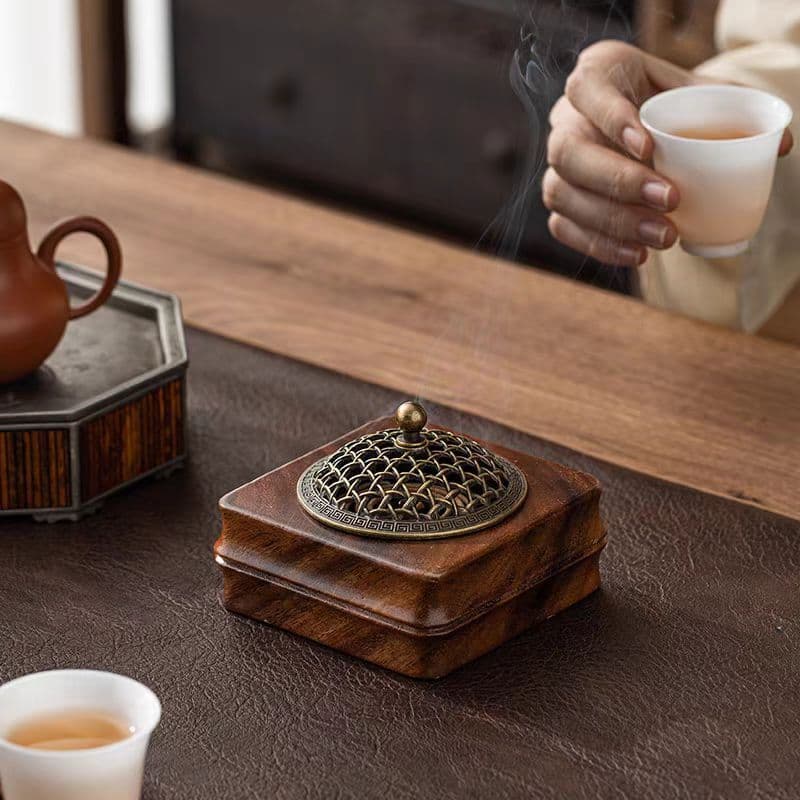 South American Walnut Incense Burner Bamboo Joint Incense Burner Vintage Solid Wood Sandalwood Incense Burner Agarwood Coil Incense Burner