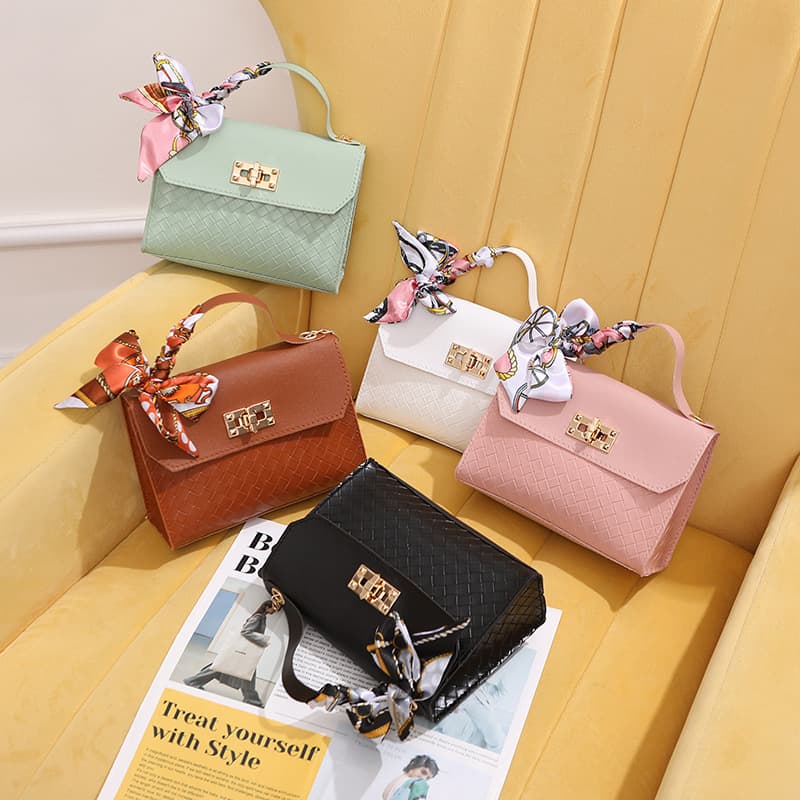 Silk scarf handbag bag women2023 wholesale South American foreign trade women's bag woven shoulder bag simple chain bag