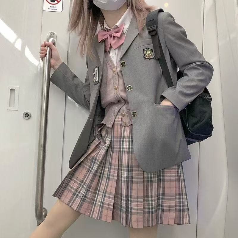 Valentine's Day Limited Edition Pink JK Uniform Skirt, Sexy Plaid Skirt, High-Waisted Pleated Short Skirt, Preppy Style