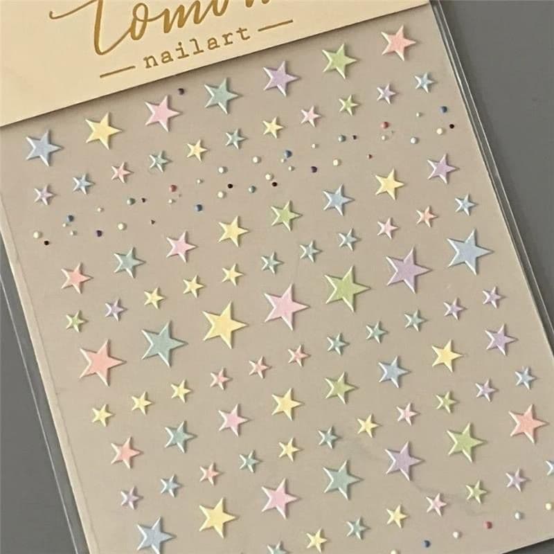Macaron Love Star Nail Art Sticker Embossed 3D Japanese Cute Girly Adhesive Nail Sticker Small Pattern