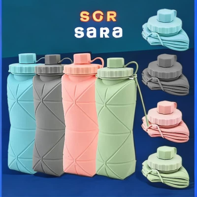 Silicone Foldable Water Bottle, Large Capacity Heat-Resistant Outdoor Travel Compressible Cup, Food Grade