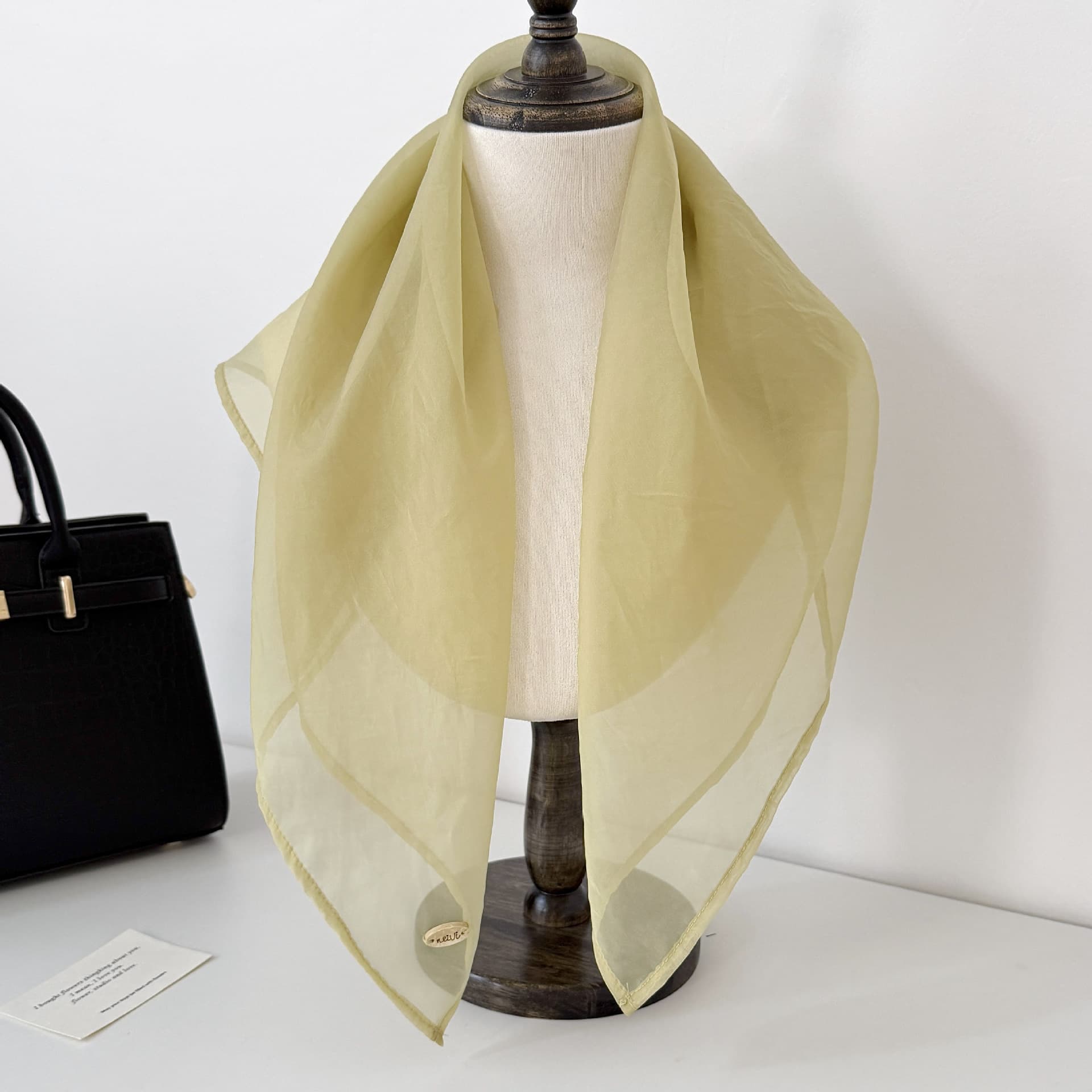 Solid Color Thin Breathable Small Square Scarf Silk Scarf Neck Scarf Premium Spring Summer Fashion Gauze Scarf Headwrap Hair Band
