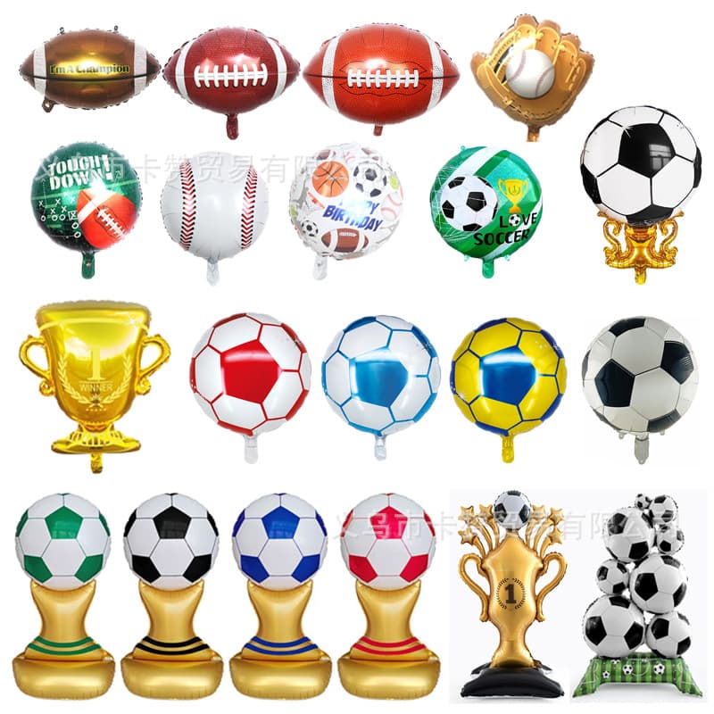 18-inch Black and White Football, Rugby, Basketball, Baseball Balloon Sports Aluminum Film Balloon European Cup Decoration Props