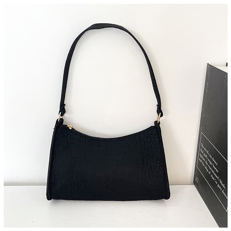Cross-border New Minimalist Textured One-Shoulder Bag Solid Color Fashion Tote Bag Underarm Bag Trendy Handbag Women's Bag