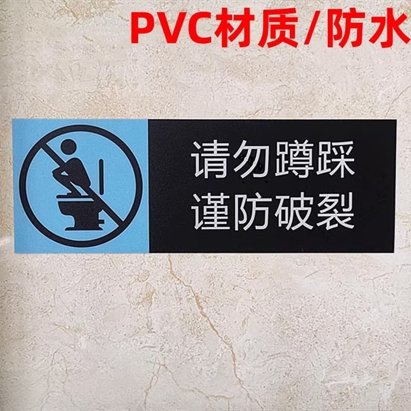 "Do not squat on the toilet" sign in hotel restrooms.