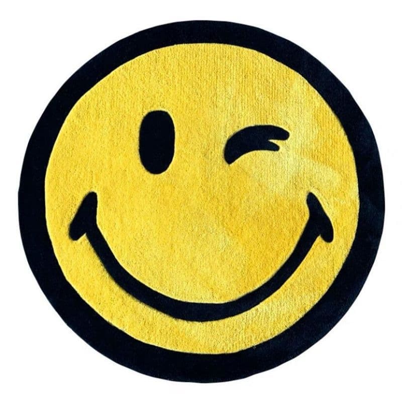 New Cross-Border Smiley Simple Round Bedside Rug Cute Rocking Chair Rug Home Living Room Decorative Carpet Mat In Stock