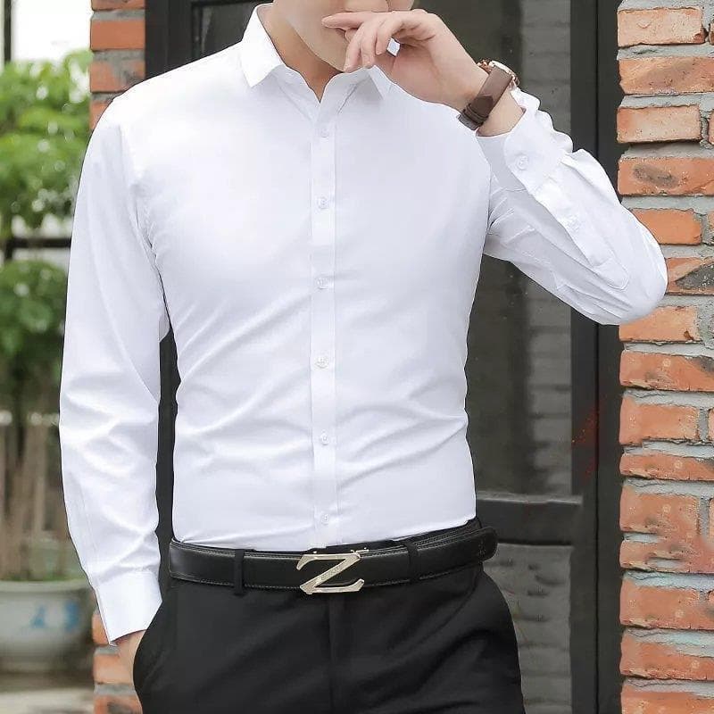 Peach Cheap Export Shirt Men's Spring Autumn Slim Fit Business Professional Solid Long Sleeve White Dress Shirt