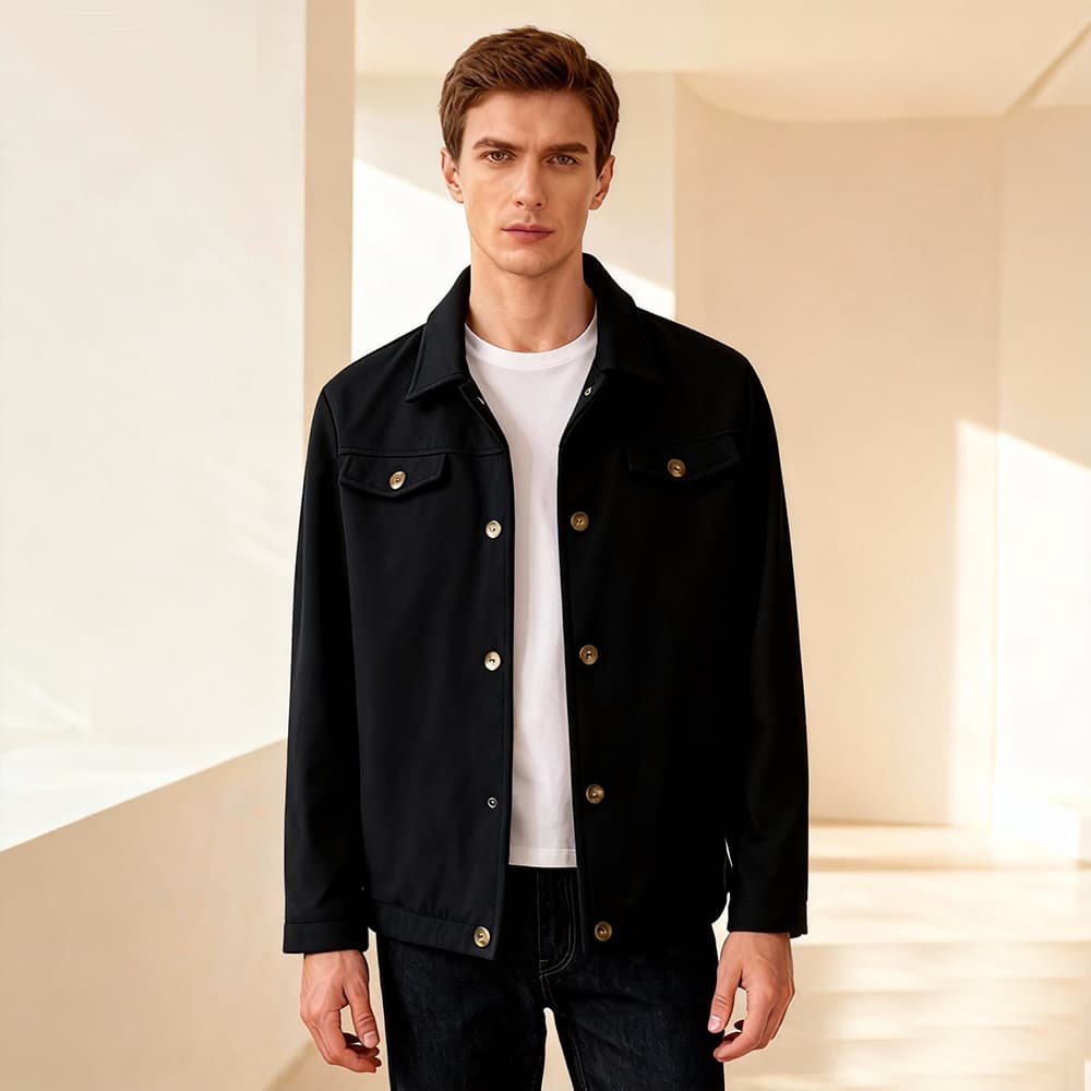 In Stock Cross-Border Autumn/Winter New Men's Wool Coat Trendy Fashion Woolen Jacket Single-Breasted Solid Color Jacket for Men