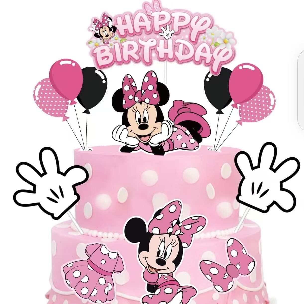 Mickey Minnie Birthday Cake Decoration Disney Theme Cartoon Minnie Pattern Birthday Party Decoration Supplies