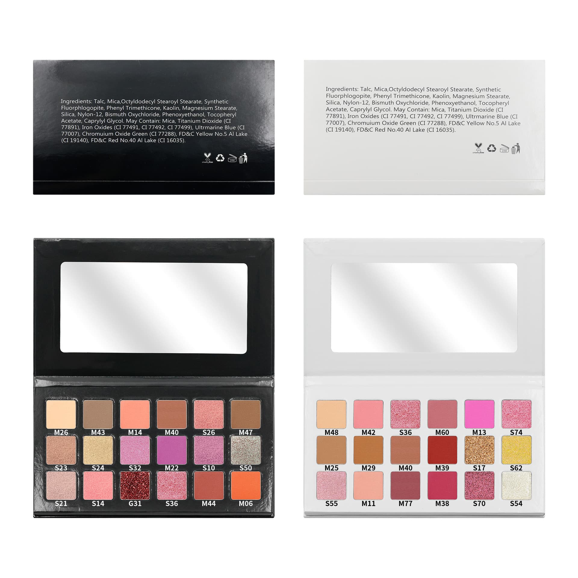 Export 18-Well Eyeshadow Palette 22mm Square Empty Palette Packaging No Logo Stock DIY Assembly Makeup Palette