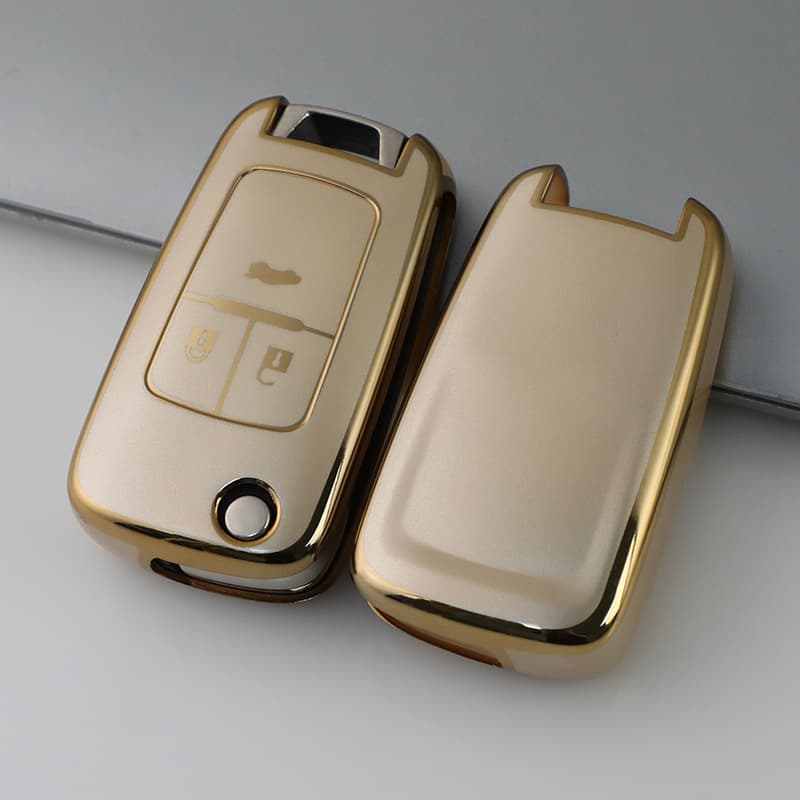 Car Key Case for Chevrolet Cruze, Equinox, Monza, Buick Excelle, Champagne Gold Key Shell