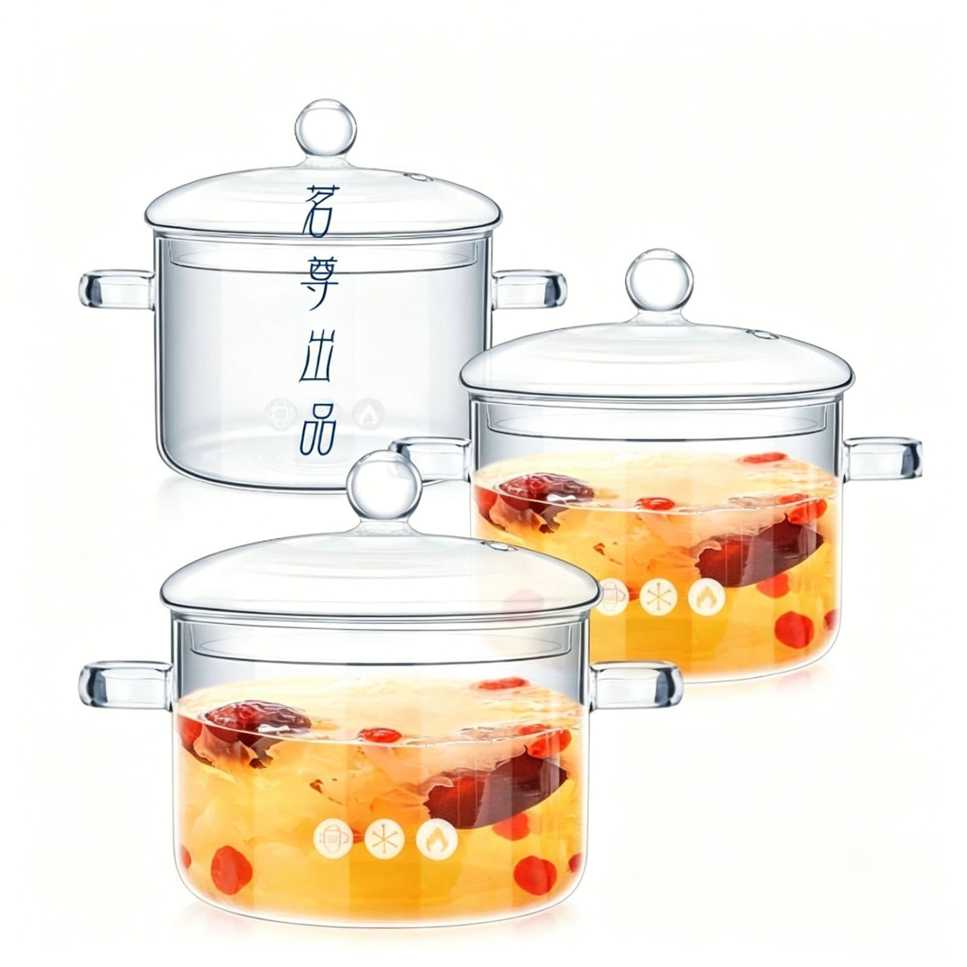 Glass pot household food supplement soup stew pot noodle milk pot thickened large capacity transparent red wine cooking glass pot