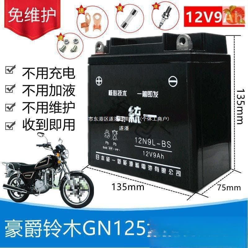 Haojue Suzuki GN Prince HJ125-8 Men's Motorcycle Maintenance-Free Battery 12V 9A Dry Battery Suipan