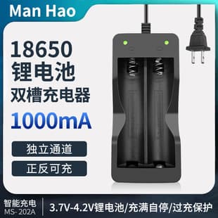 18650 Lithium Battery Charger Reversible Charging Level Charger 18650 Dual Slot with Cable Smart Dual Charger