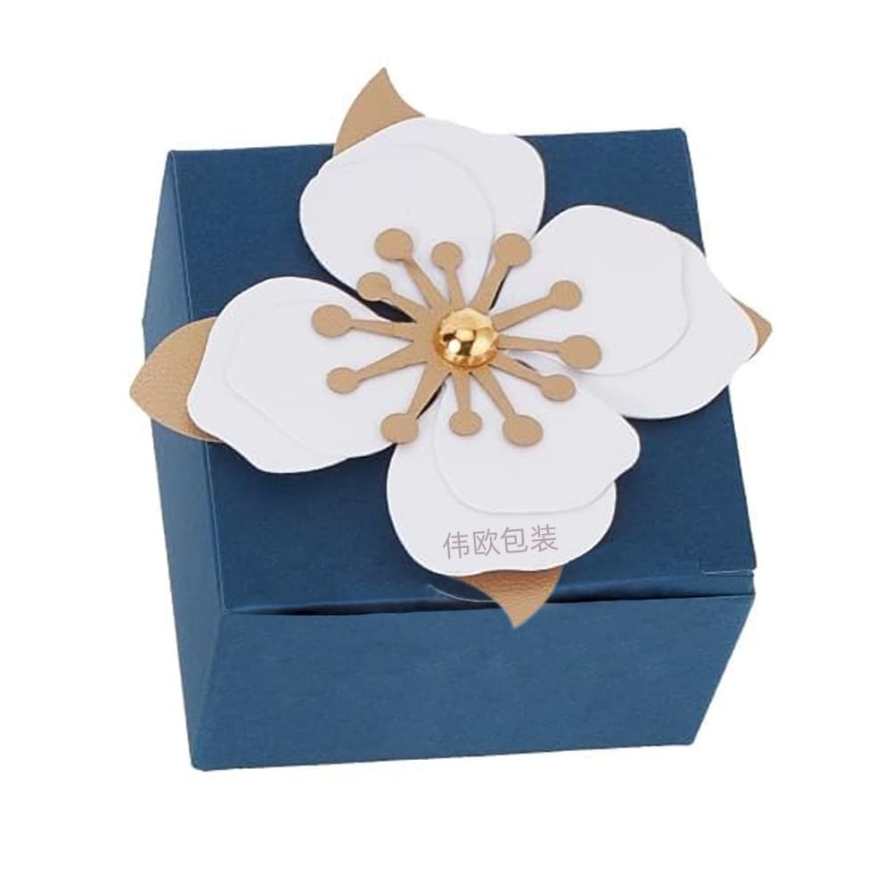 Blue Gift Box Square Petal Wedding Party Gift Box Candy Gift Bag Birthday Bridesmaid Candy Box