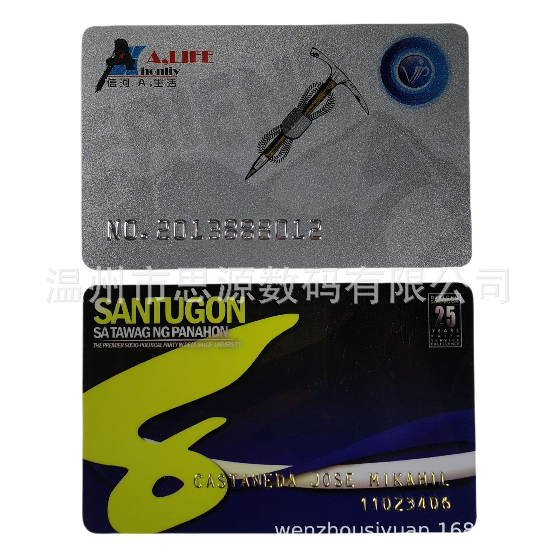Custom logo printing with gold/silver foil effects, four-color printing for membership and beauty points cards with laminated sides.