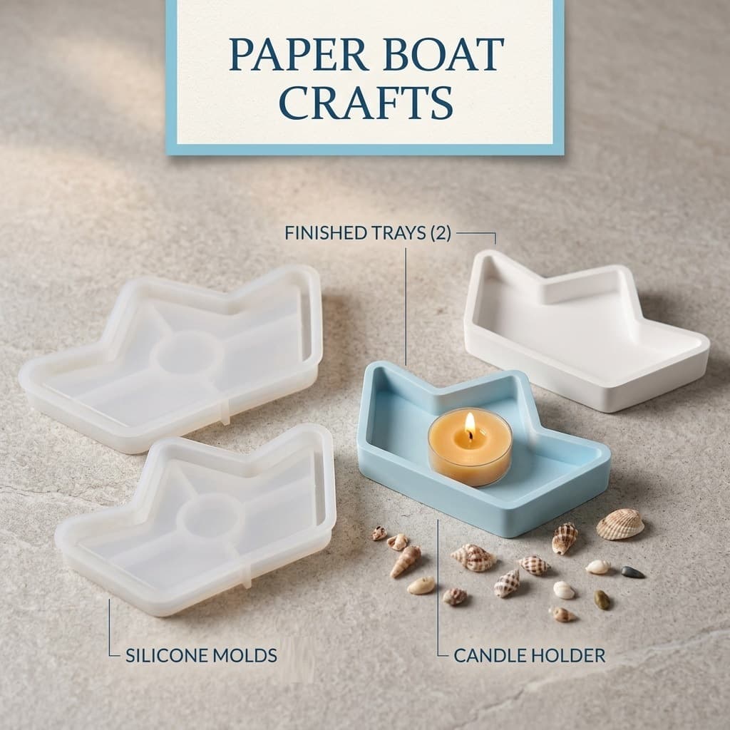 Paper Boat Tray Silicone Mold Plate Dish Summer Tray Decoration Gypsum Epoxy Resin Mold