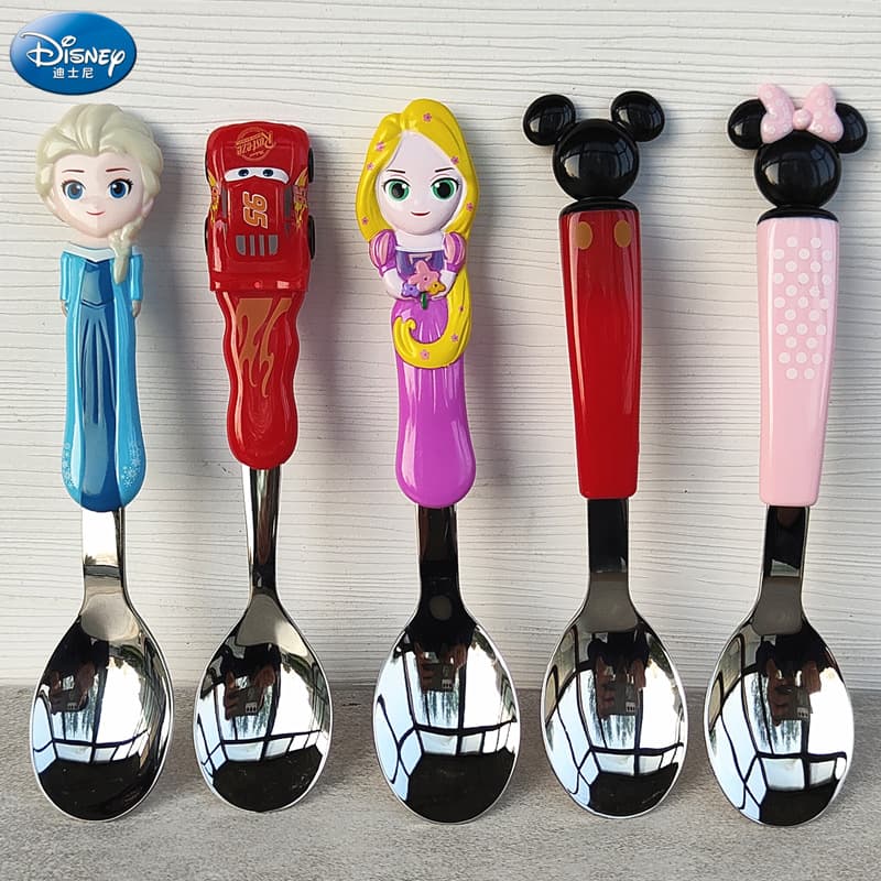 Disney Children's 304 Stainless Steel Cutlery Set Creative Cartoon Anti-scalding Baby Eating Utensils Suit