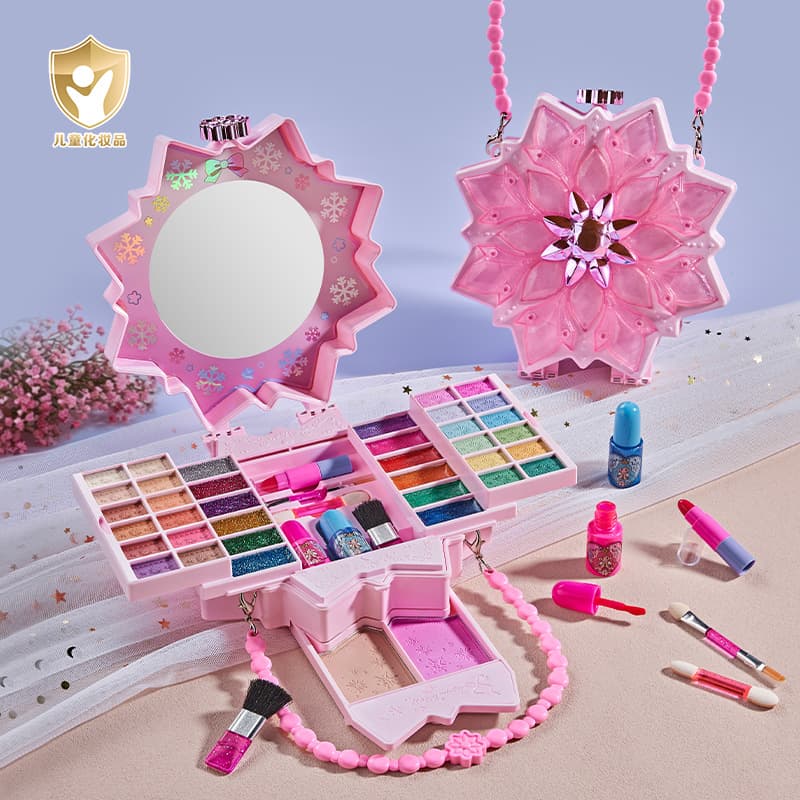 Kids Cosmetics Portable Beauty Case Toy Set Little Girls Birthday Gift Princess Makeup Box Nail Polish