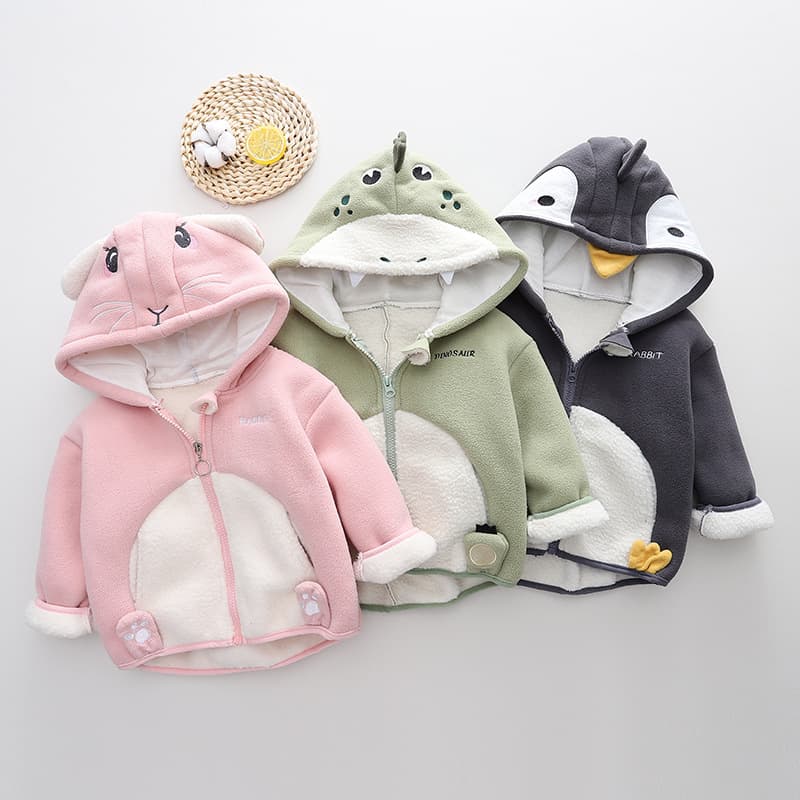 New Winter Fleece-Lined Top for Baby Boys and Girls, Stylish and Cute Toddler Jacket