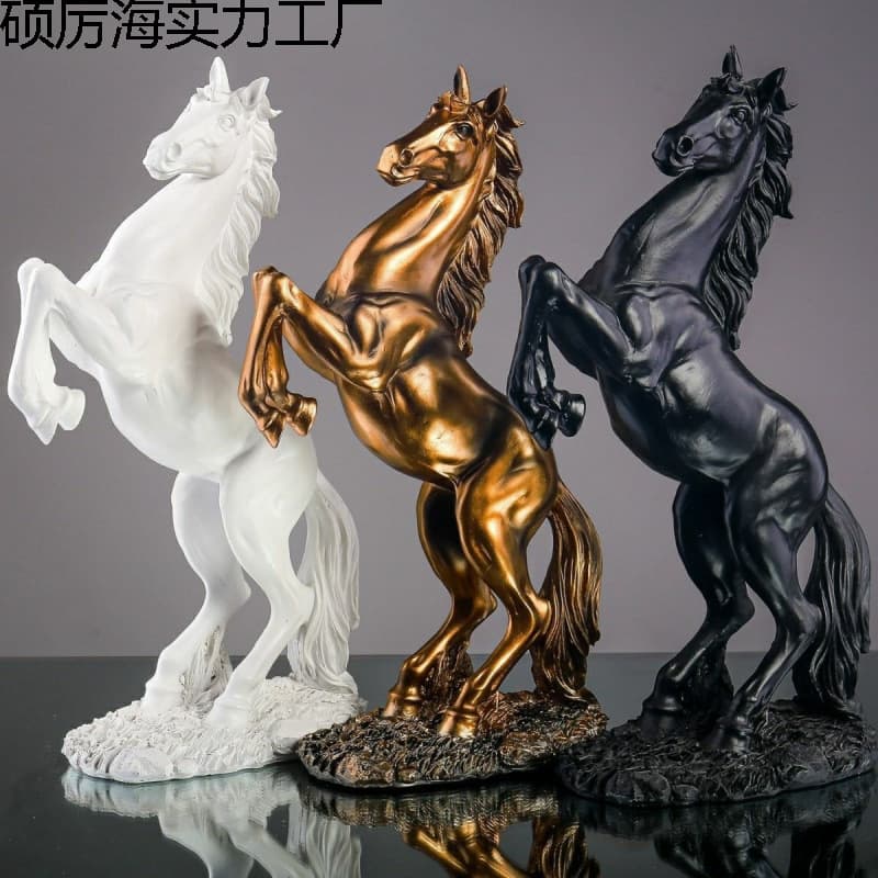 A soaring horse figurine, a creative resin decorative horse ornament for the entryway, a high-end living room ornament, and an abstract art piece.