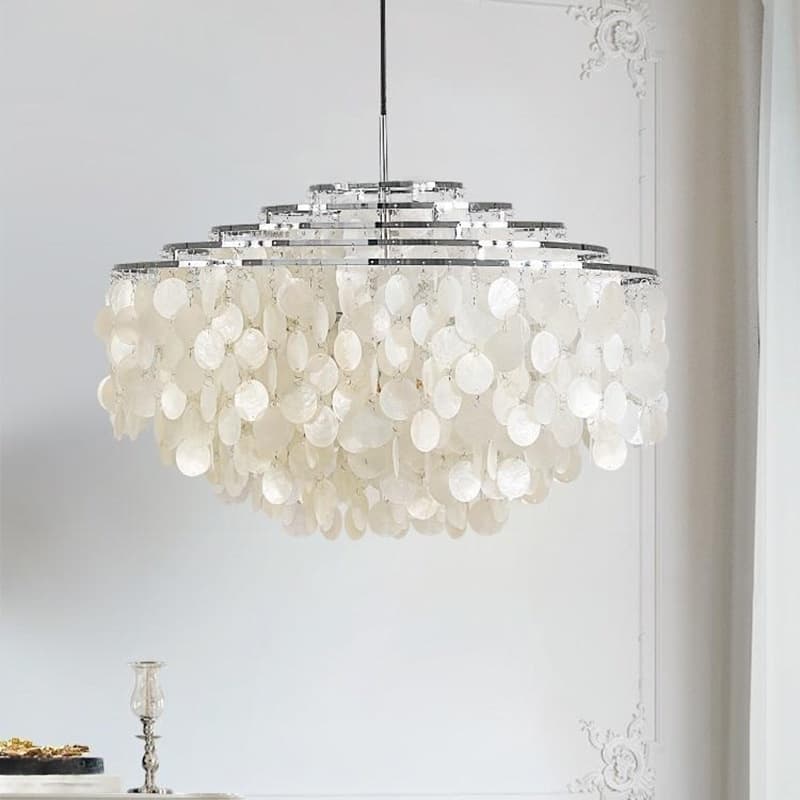 French Light Luxury Living Room Shell Pendant Light, Modern Simple Hall Wind Chime Main Bedroom Dining Room Viral Main Light Fixture