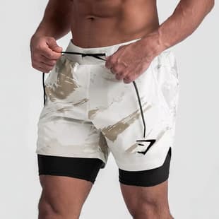 GYM Men's Fitness Sports Shorts Four-Way Stretch Ice Silk Running Loose Breathable Double-Layer 5-Inch Shorts