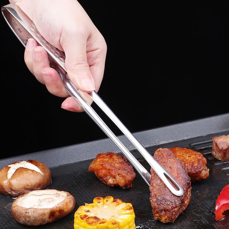 Extended Korean BBQ Tongs 304 Stainless Steel Thickened Home Use Buffet Strawberry Tongs Bread Clips Commercial Grilling Clips