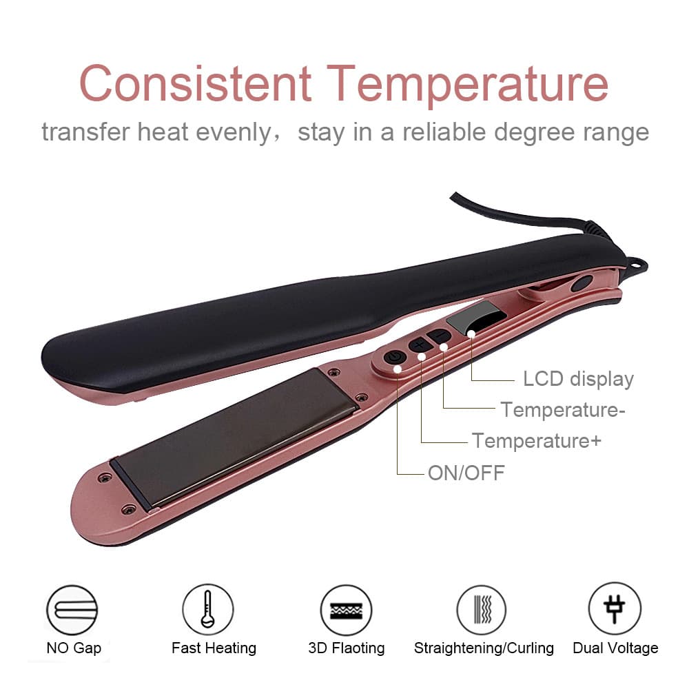 Wide Flat Iron Negative Ion Hair Straightener Professional Salon Hair Tool Curling Iron LCD Display CE Certified