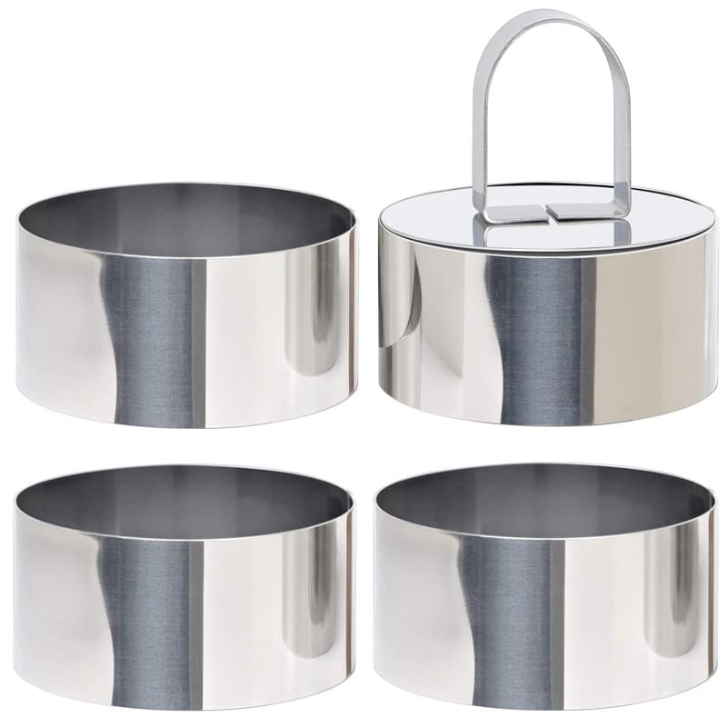 Cross-border Stainless Steel Round Cake Ring Set DIY with Pusher Cake Biscuit Mold Baking Tool Mousse Ring