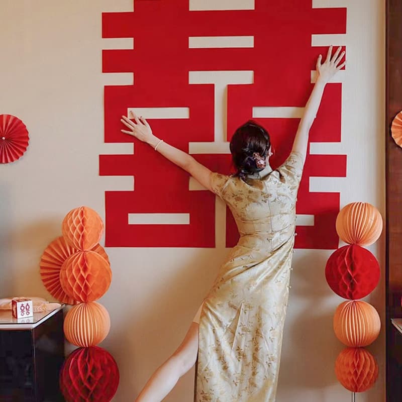 Extra Large Double Happiness Character Bulk for Wedding Bedroom New Door Living Room Decoration Non-Woven Fabric