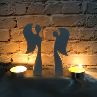 X1379 Couple Angel Figurine Desktop Decoration Cement Plaster Mold DIY Silicone Mold