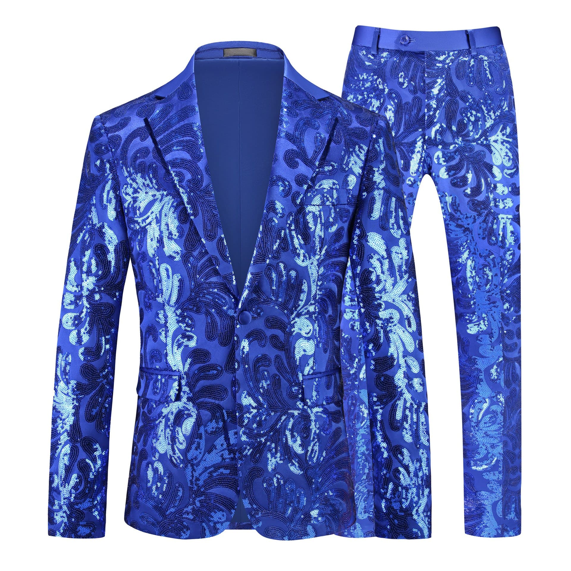 2026 Autumn New Men's Fashion Trend Hollow Out Slim Fit Fashion Plus Size Suit Two-Piece Set for Export Cross-Border Trade