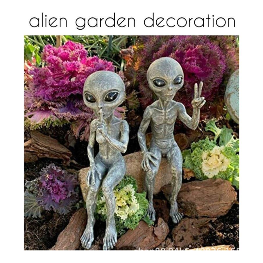 Cross-border Alien Resin Figurine Garden Statue Decorative Craft UFO Outdoor Gnome Decoration Amazon