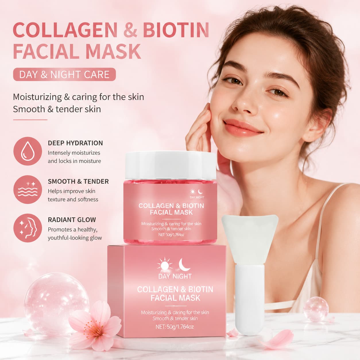Cross-border hot-selling COLLAGEN & BIOTINFACIAL MASK peel-off facial mask with collagen for skin care and rejuvenation