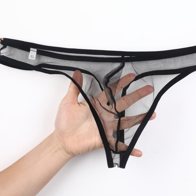 Europe and America Foreign Trade Men's Underwear Classic See-through Fine Mesh Thong Large Size U-shaped Design Single Thong Wholesale Men