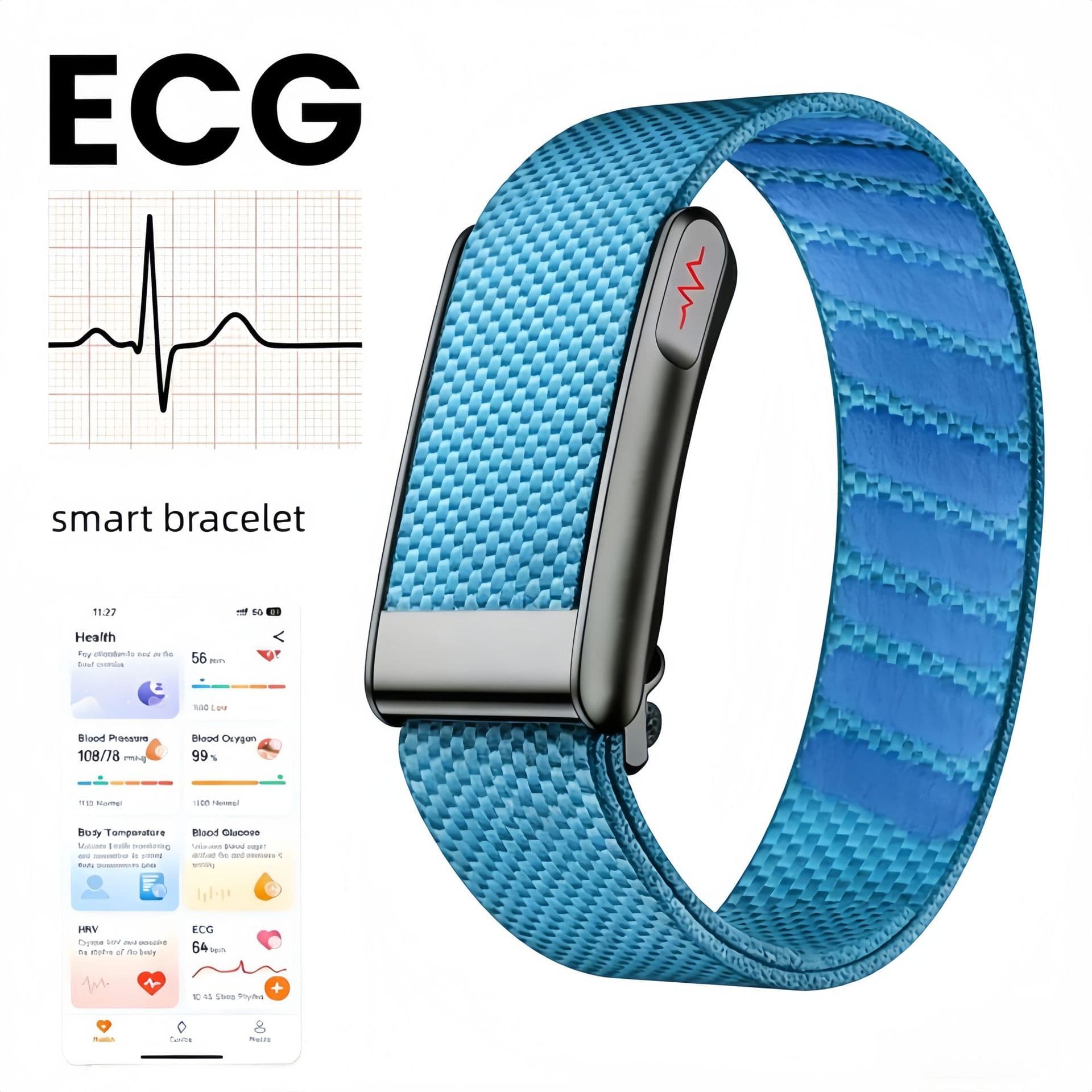 E500 medical grade electrocardiogram health smart watch with heart rate blood pressure and blood oxygen monitoring function screen smart NF